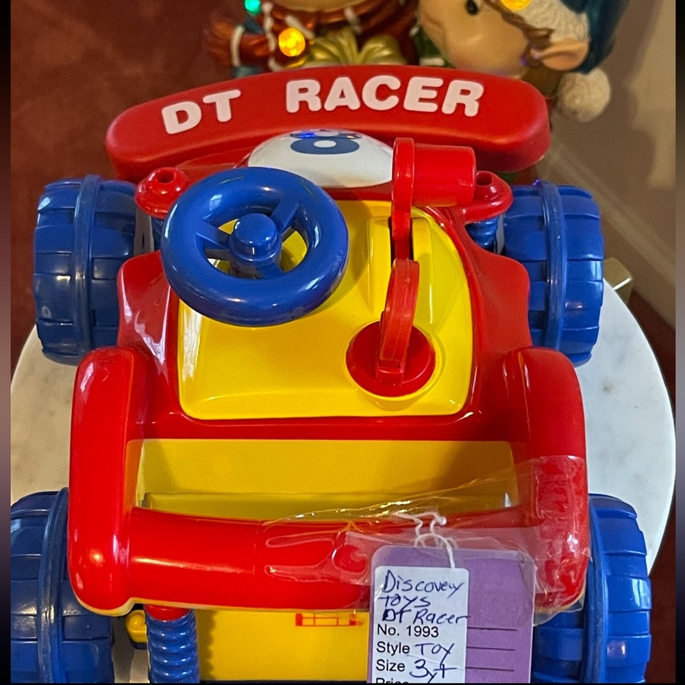 Discovery Toys DT racer Car #8 no batteries needed Red Yellow & Blue turn key - Picture 1 of 5